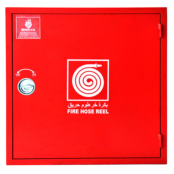 FIRE HOSE REEL CABINET-SINGLE DOOR FULL MILD STEEL SOLID DOOR SURFACE MOUNTED OR RECESSED TYPE