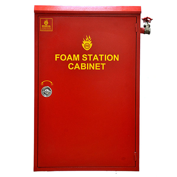 FOAM STATION CABINET MADE OF FULL MILD STEEL WITH FOLLOWING ACCESSORIES 1 FOAM INDUCTOR- 1 X 50 mm GATE VALVE- 1 X65 MM LANDING VALVE - 2 X 25 LTR FOAM CAN